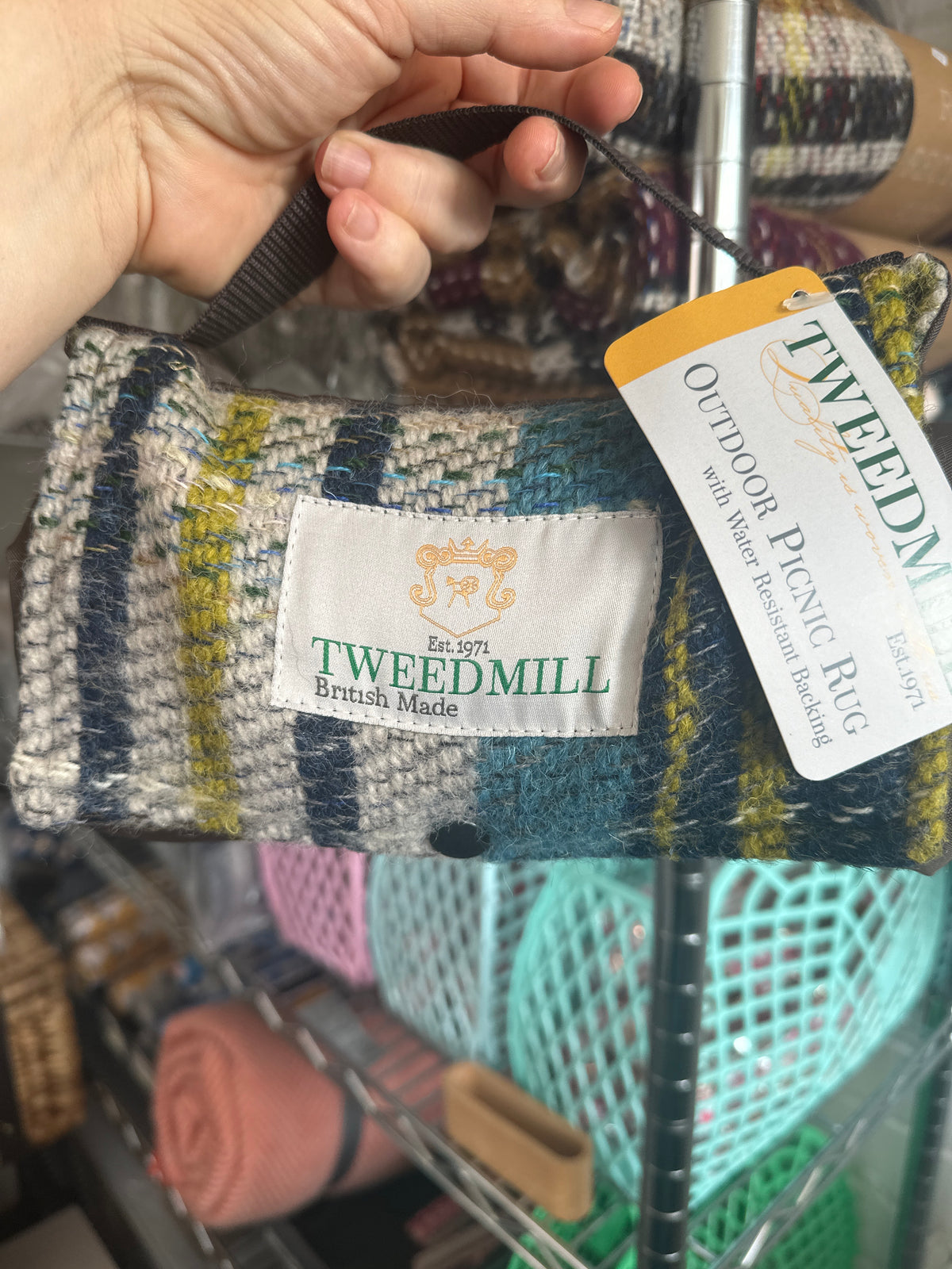 Recycled Wool Tweed Mini Picnic Blanket - Walkers & Rain Protection