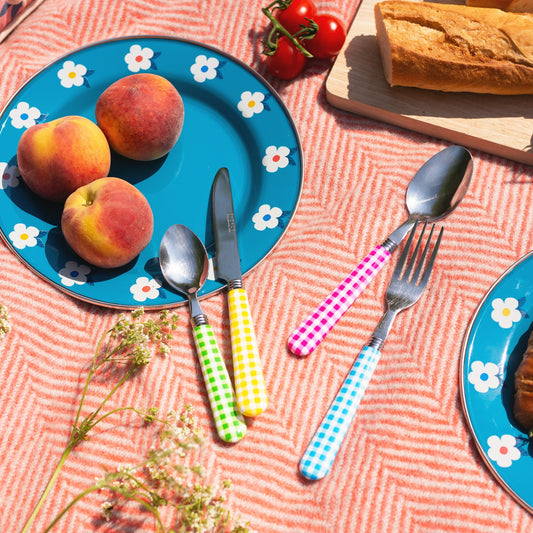 Colourful Individual Gingham Cutlery Set - Enamelhappy