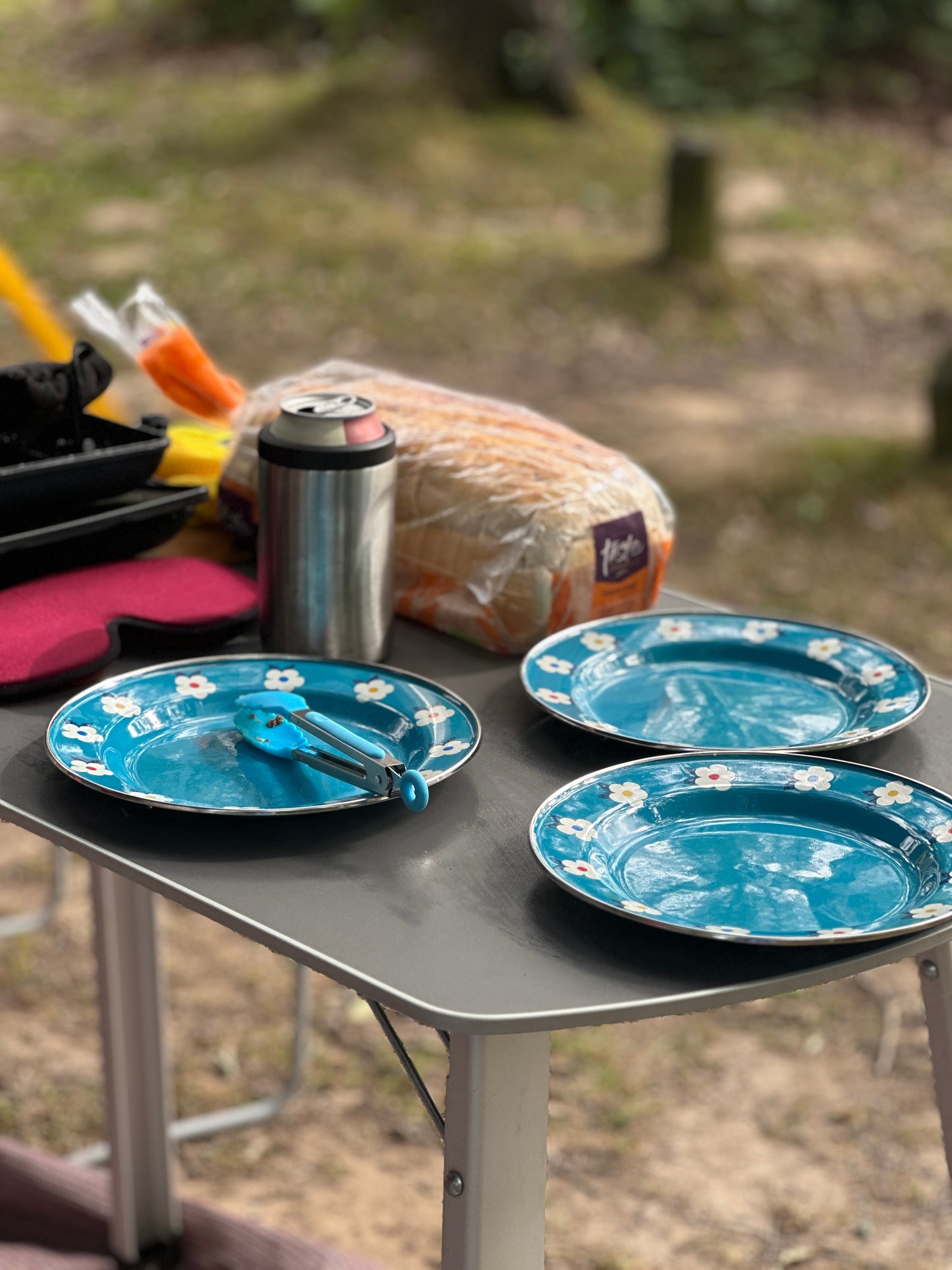 Beautiful Enamel Plate In Ocean Teal Blue Retro Floral - Enamelhappy
