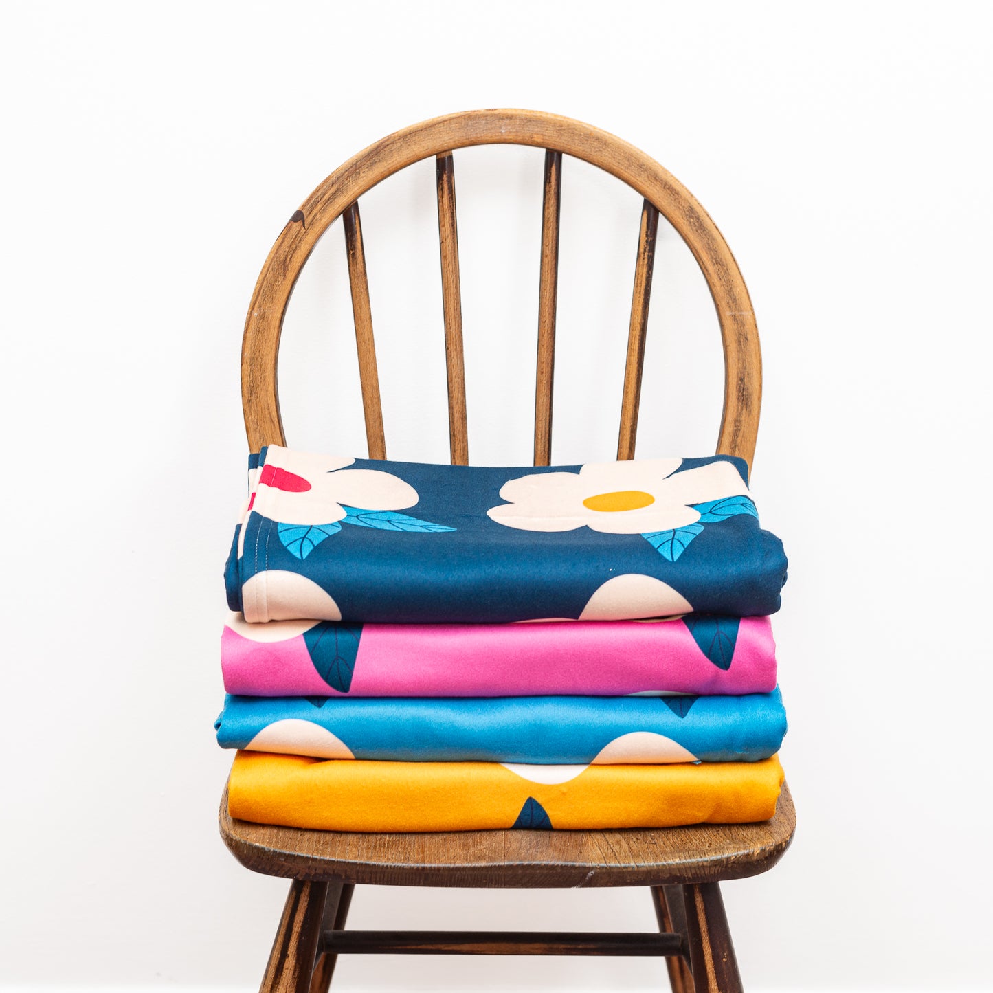 Retro Floral Midnight Navy Blue Large Fleece Blanket/Throw - Enamelhappy - Enamelhappy