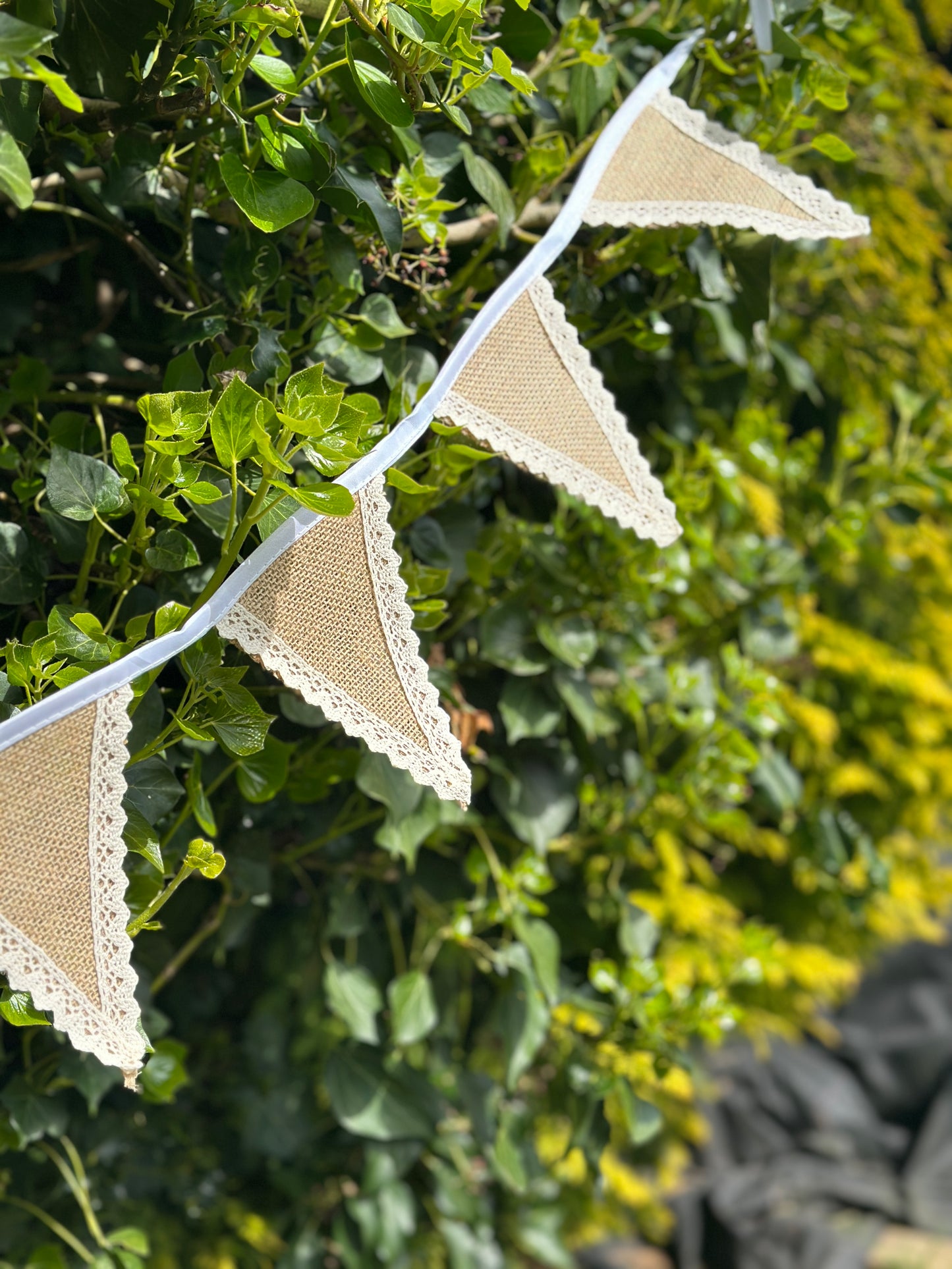 Beautiful Hessian/Jute Lace Bunting - Enamelhappy - Enamelhappy