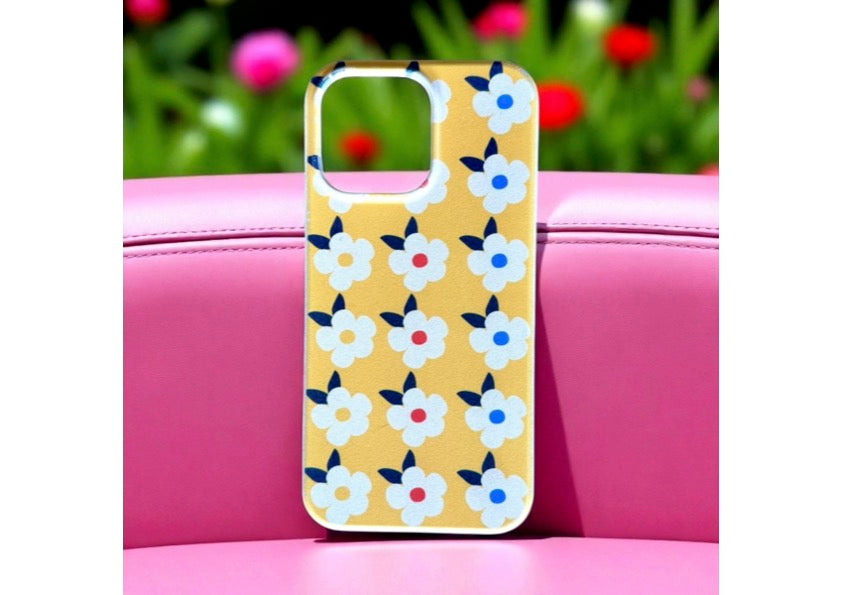 Retro Floral Eco Friendly Tough Phone Case in Honey Yellow - iPhone Samsung