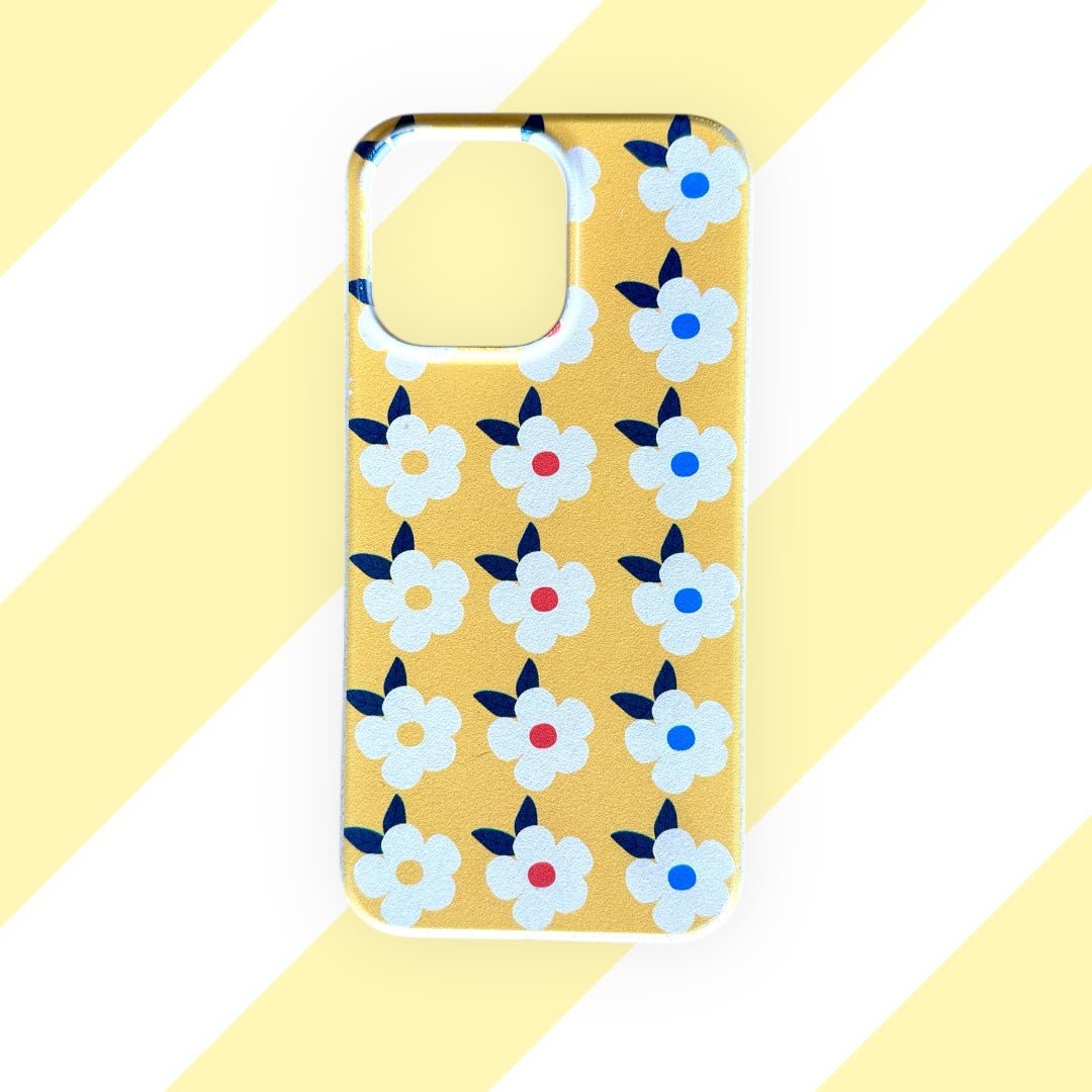 Retro Floral Eco Friendly Tough Phone Case in Honey Yellow - iPhone Samsung - Enamelhappy