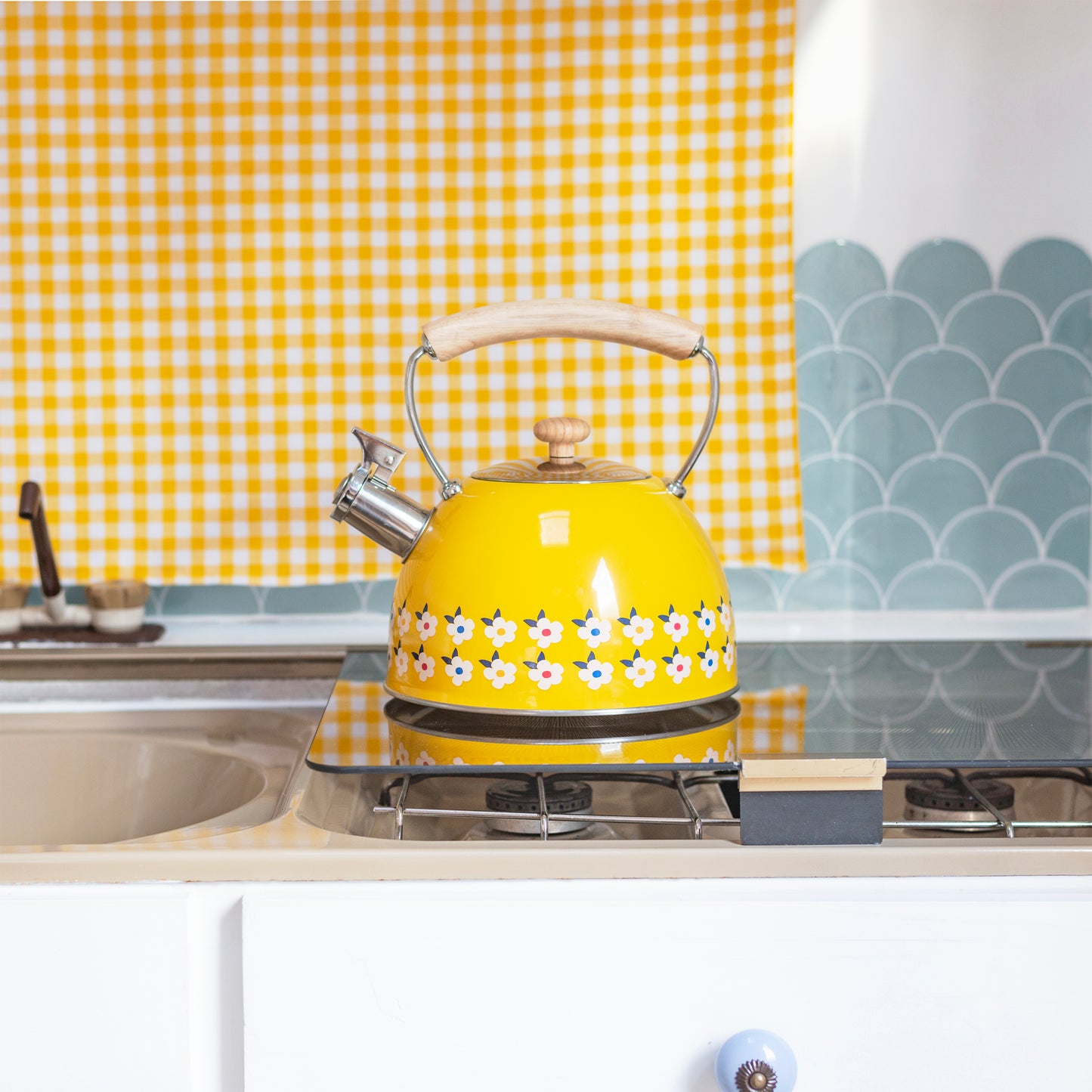 2.5L Whistling Kettle Stainless Steel Honey Yellow - Enamelhappy - Enamelhappy