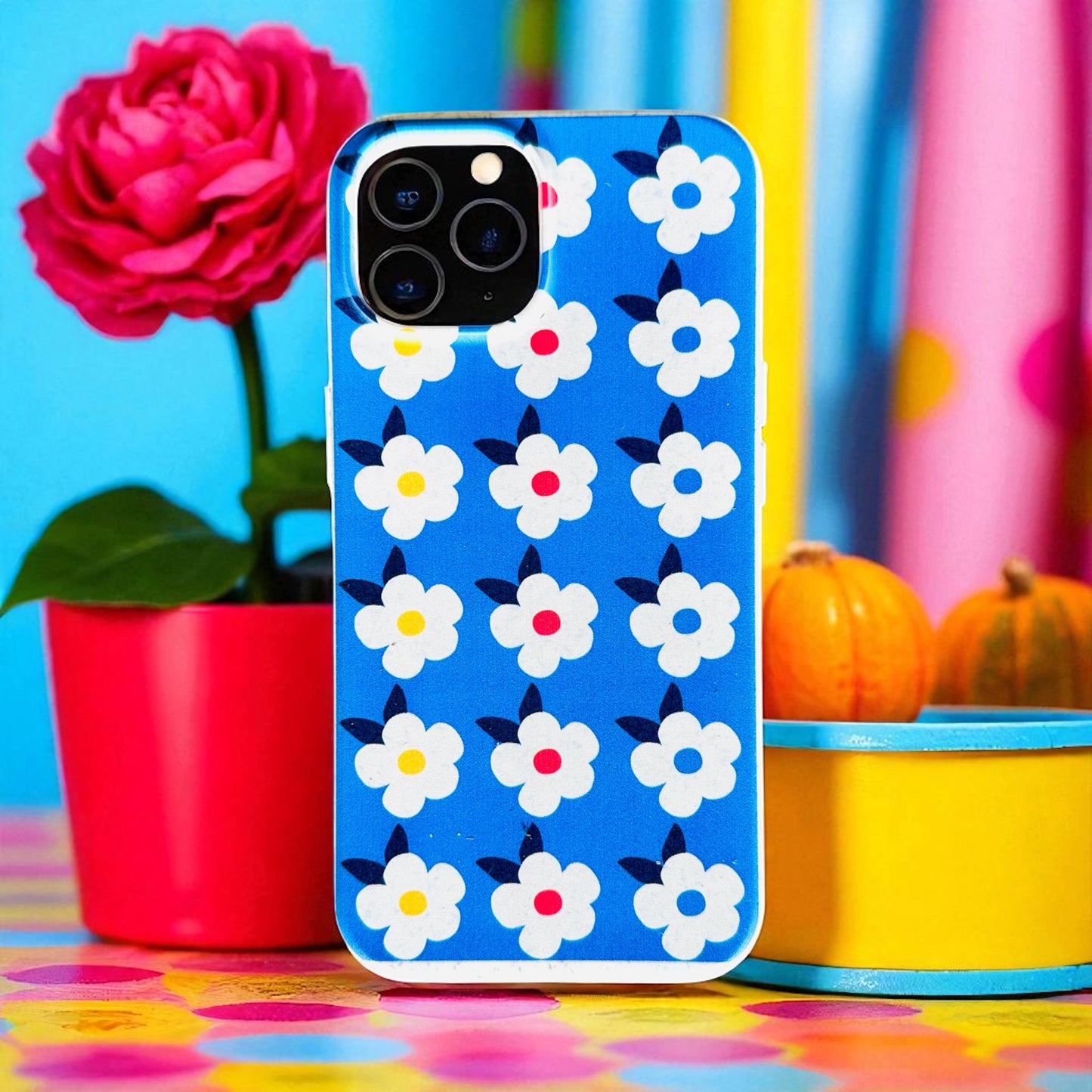 Retro Floral Tough Phone Case in Ocean Blue - Google Samsung Iphone - Enamelhappy