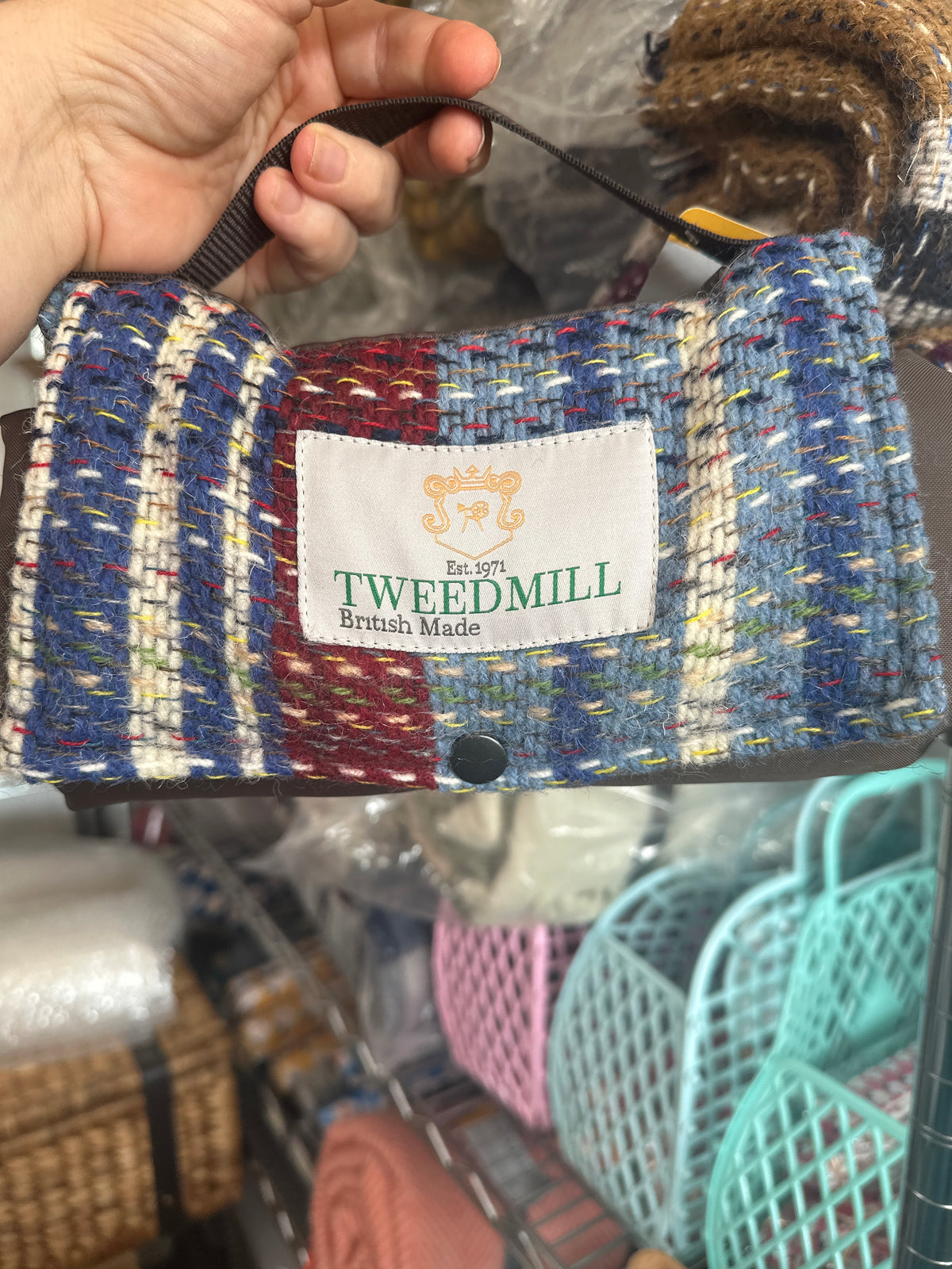 Recycled Wool Tweed Mini Picnic Blanket - Walkers & Rain Protection