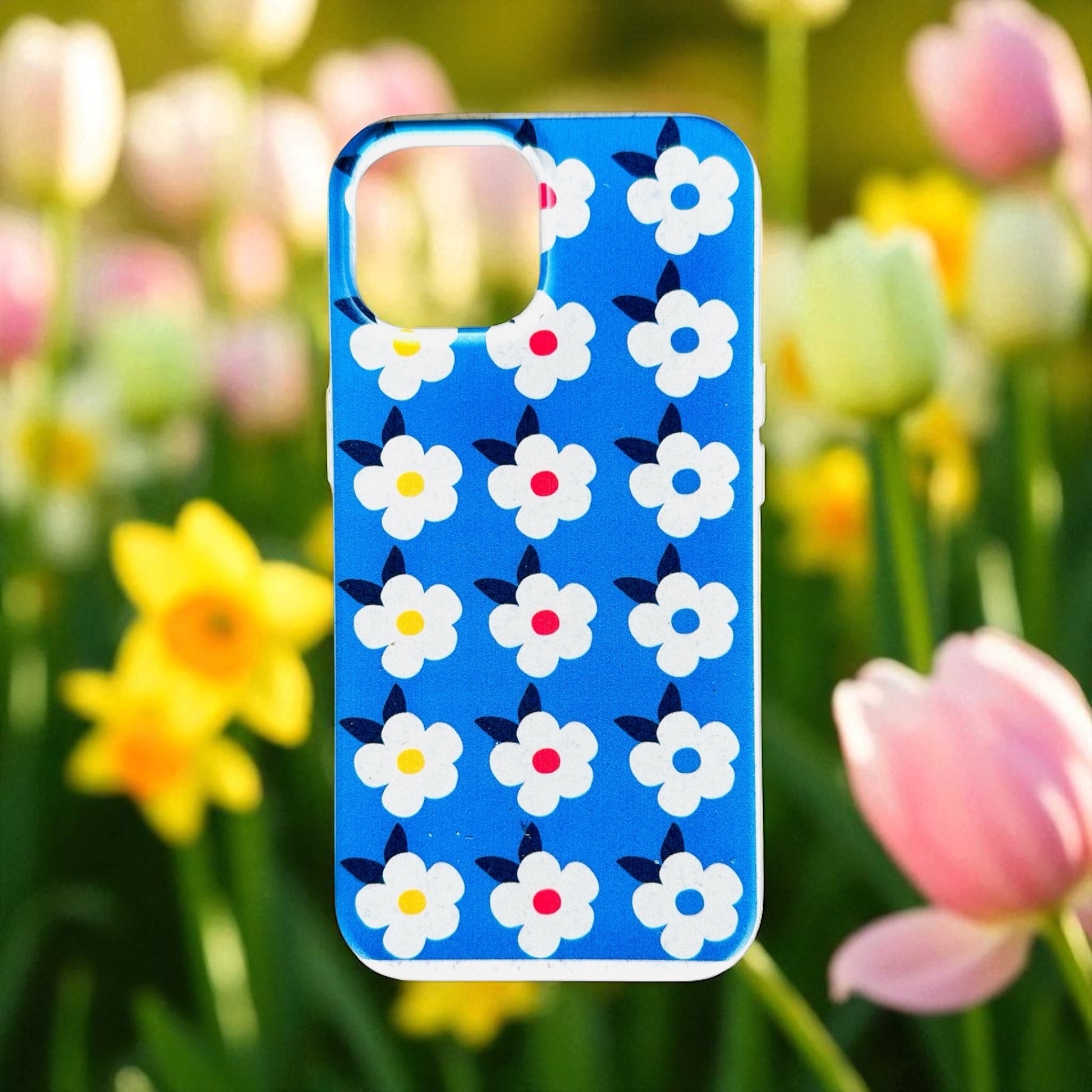 Retro Floral Tough Phone Case in Ocean Blue - Google Samsung Iphone - Enamelhappy