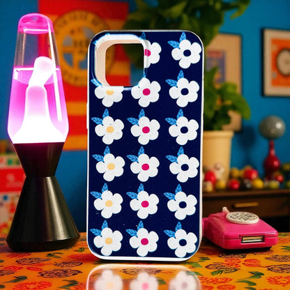 Retro Floral Eco Friendly Tough Phone Case in Midnight Navy - iPhone Samsung - Enamelhappy