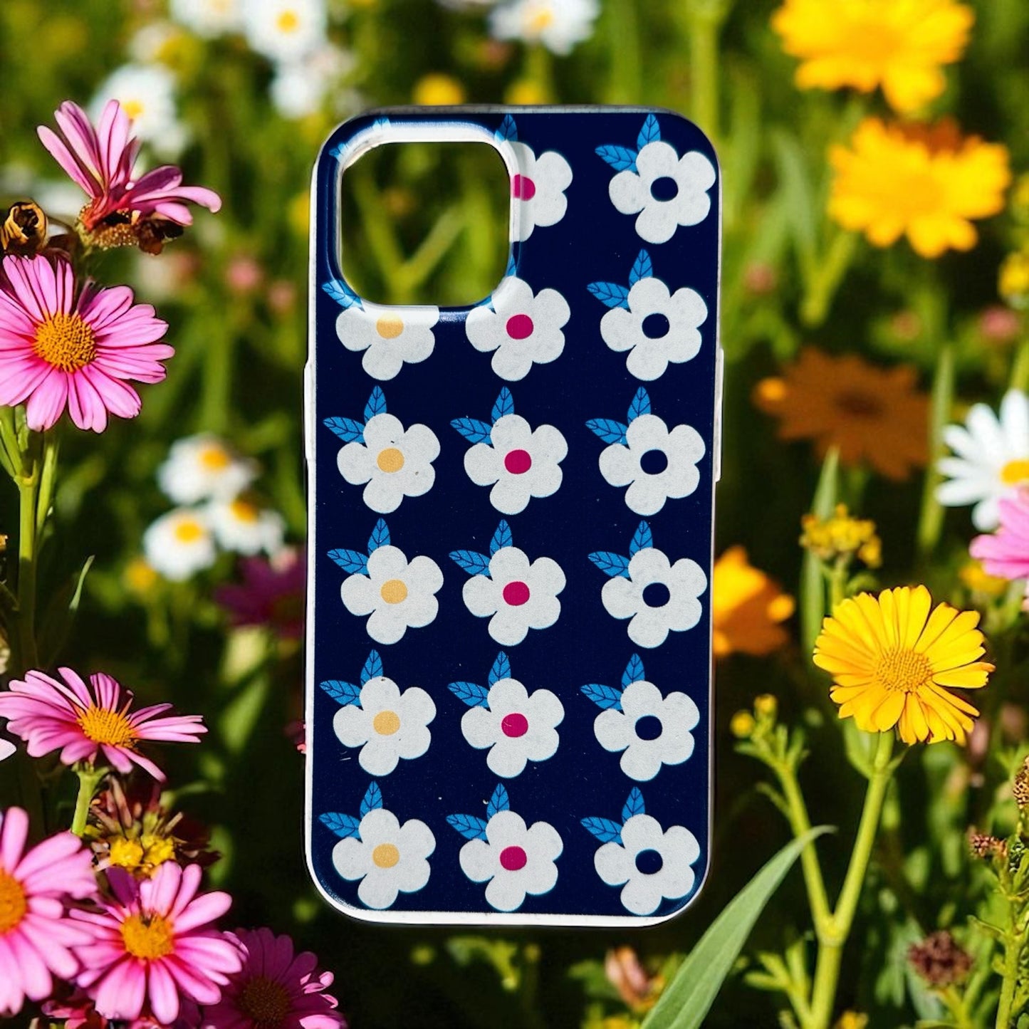 Retro Floral Tough Phone Case in Midnight Navy - Google Samsung Iphone - Enamelhappy
