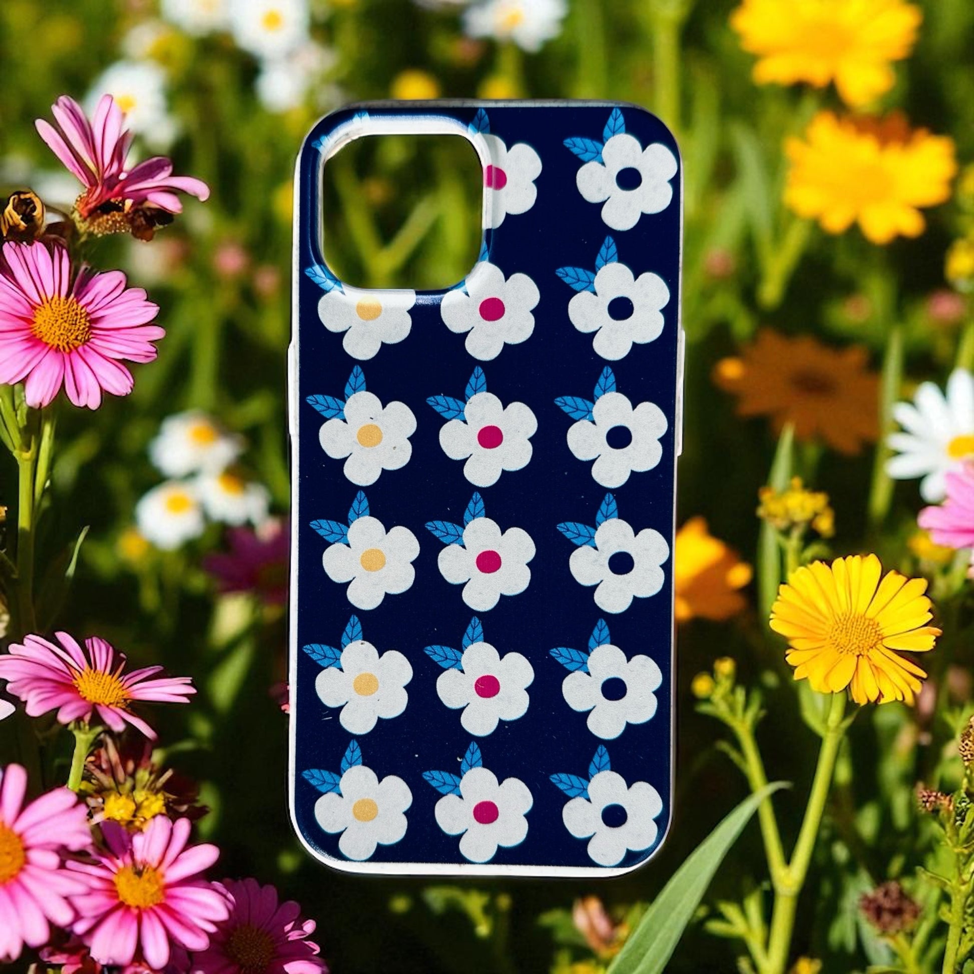 Retro Floral Tough Phone Case in Midnight Navy - Google Samsung Iphone - Enamelhappy