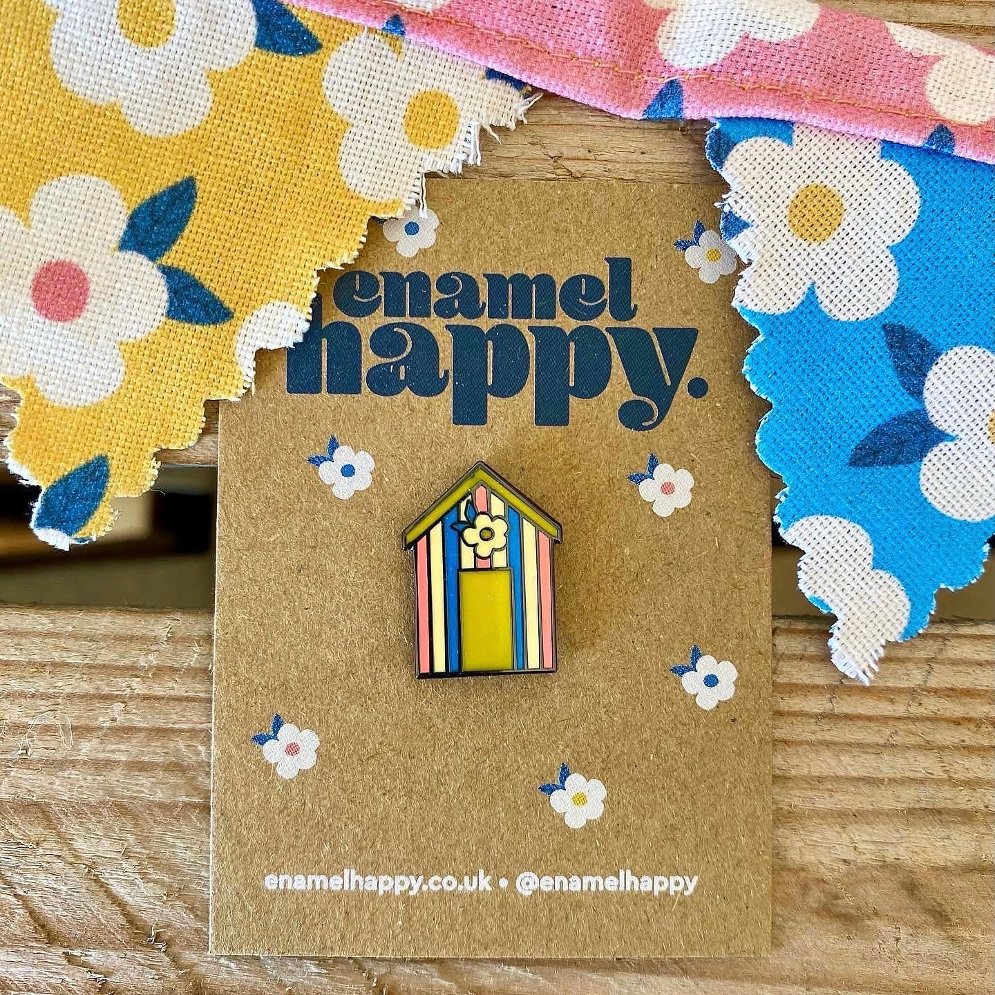 Beach Hut Pin Badge - Enamelhappy