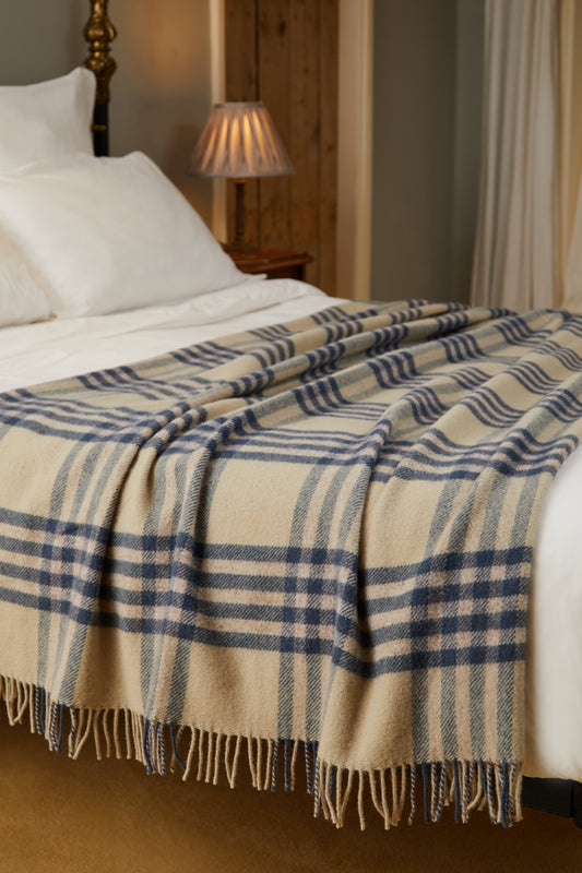 Extra Large Lifestyle Hex Check Throw/Blanket 150x240 - Blue Slate