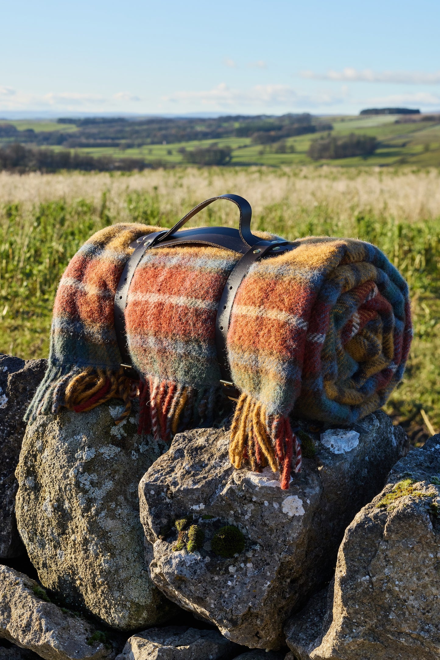 Polo Picnic Rug Antique Buchanan Tartan/Brown with Leather Strap