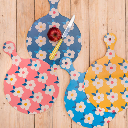 Chopping Board Honey Yellow Retro Floral - Enamelhappy - Enamelhappy