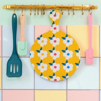 Chopping Board Honey Yellow Retro Floral - Enamelhappy - Enamelhappy