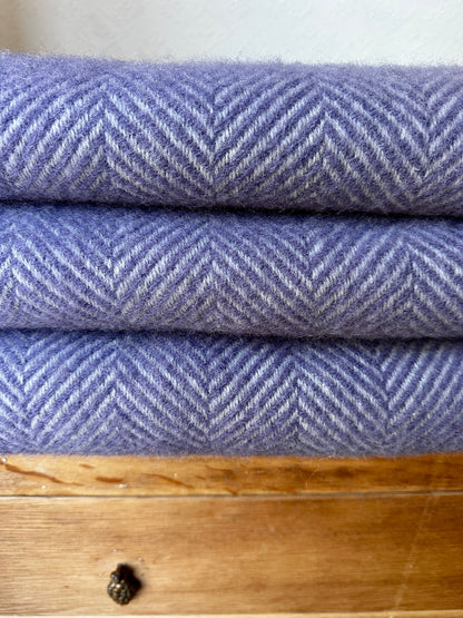 Herringbone Lavender & Silver Grey Throw Blanket By Tweedmill