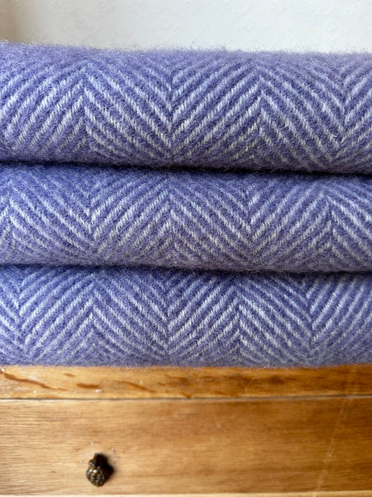Herringbone Lavender & Silver Grey Throw Blanket By Tweedmill