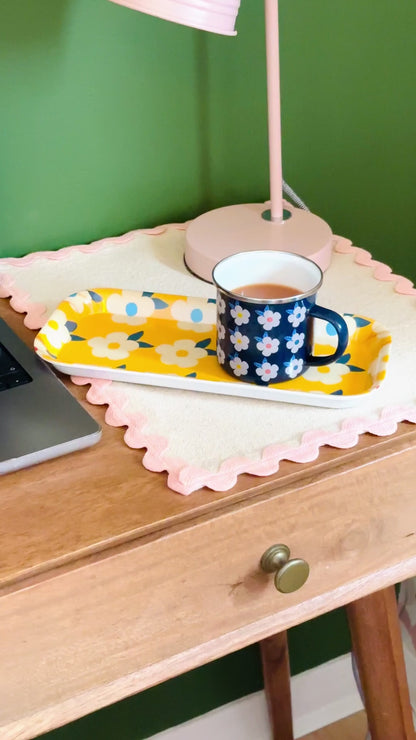 Retro Floral Small Tray - Honey Yellow Print