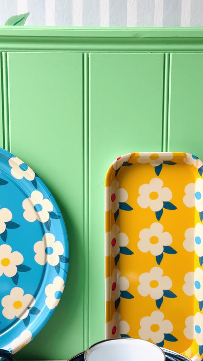 Retro Floral Small Tray - Honey Yellow Print
