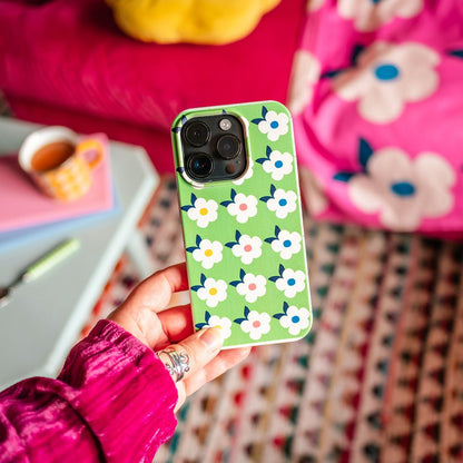 Retro Floral Eco Friendly Tough Phone Case in Meadow Green - iPhone Samsung - Enamelhappy