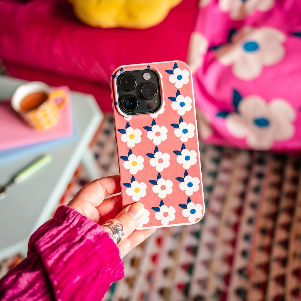 Retro Floral Tough Phone Case in Coral Pink - Google Samsung Iphone - Enamelhappy