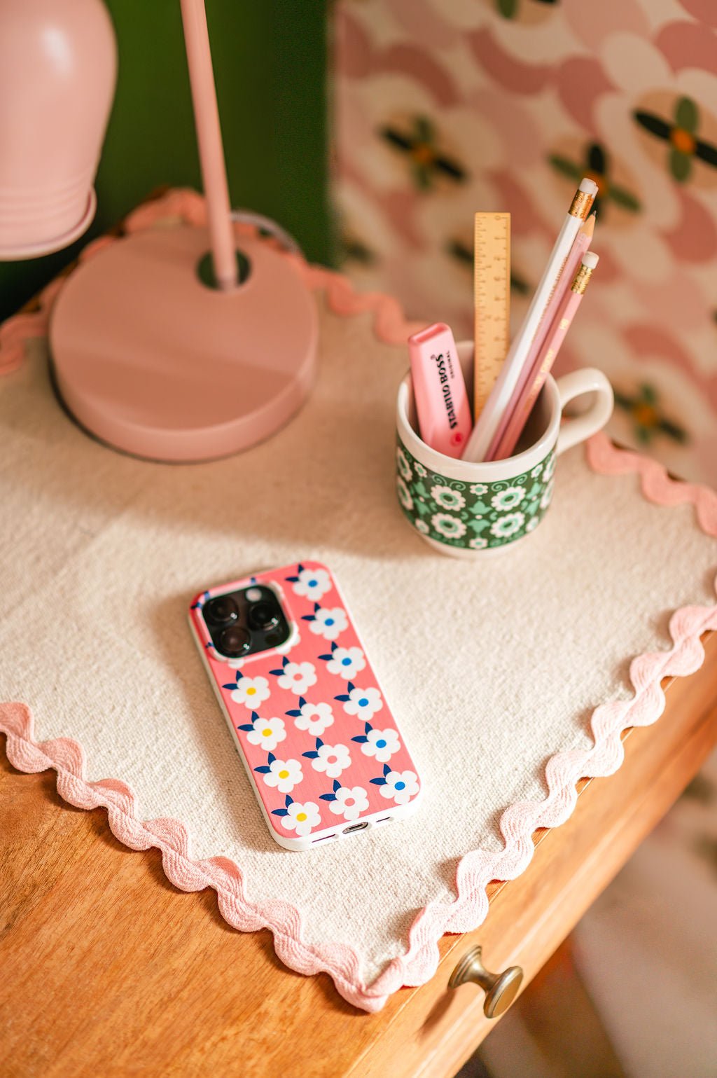 Retro Floral Tough Phone Case in Coral Pink - Google Samsung Iphone - Enamelhappy