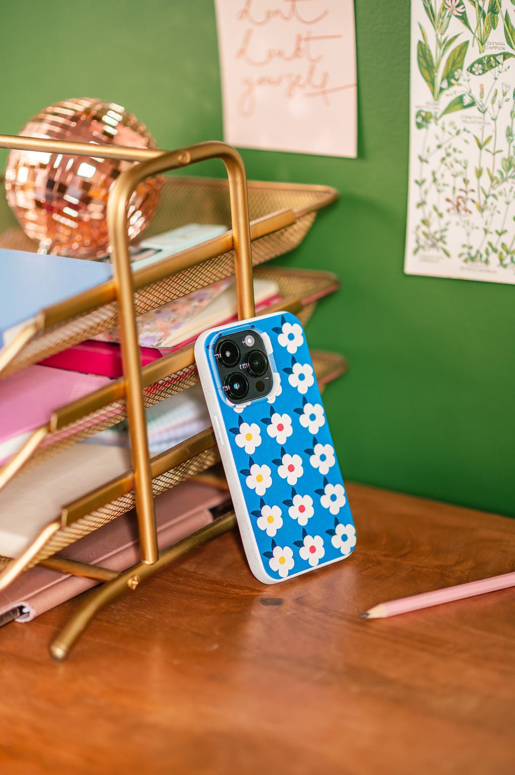 Retro Floral Tough Phone Case in Ocean Blue - Google Samsung Iphone - Enamelhappy