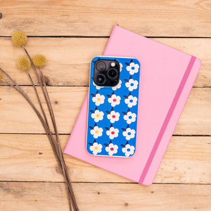 Retro Floral Tough Phone Case in Ocean Blue - Google Samsung Iphone - Enamelhappy