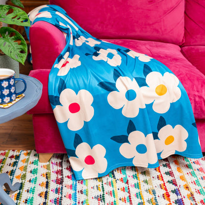 SAMPLE Retro Floral Large Very Soft Fleece Blanket/Throw - Enamelhappy - Enamelhappy