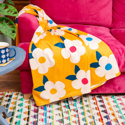 SAMPLE Retro Floral Large Very Soft Fleece Blanket/Throw - Enamelhappy - Enamelhappy