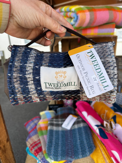 Recycled Wool Tweed Mini Picnic Blanket - Walkers & Rain Protection